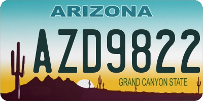 AZ license plate AZD9822