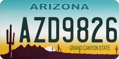 AZ license plate AZD9826