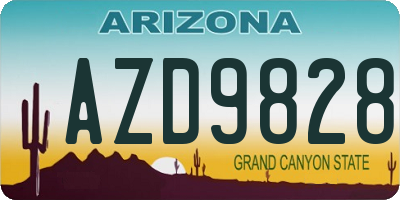 AZ license plate AZD9828