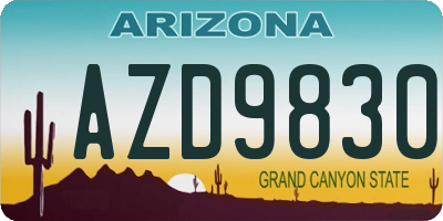 AZ license plate AZD9830