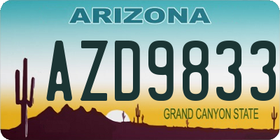 AZ license plate AZD9833