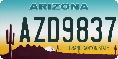 AZ license plate AZD9837