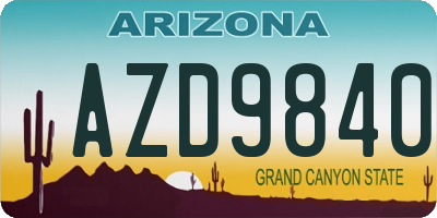 AZ license plate AZD9840