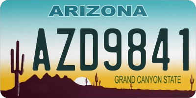 AZ license plate AZD9841