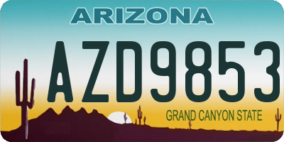 AZ license plate AZD9853