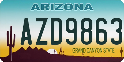 AZ license plate AZD9863