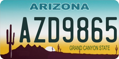 AZ license plate AZD9865