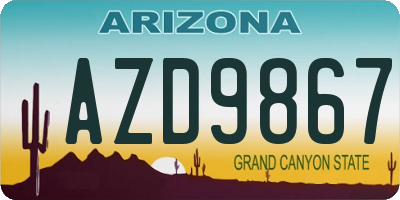 AZ license plate AZD9867