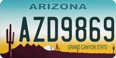 AZ license plate AZD9869