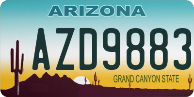 AZ license plate AZD9883