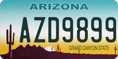 AZ license plate AZD9899