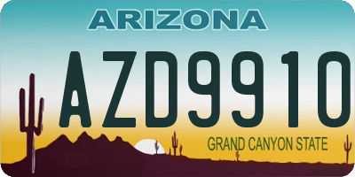 AZ license plate AZD9910