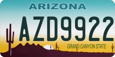 AZ license plate AZD9922