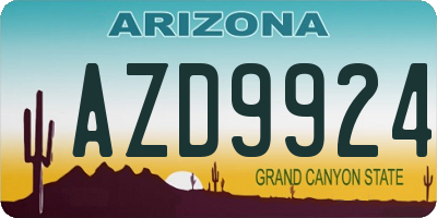 AZ license plate AZD9924