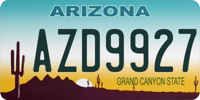 AZ license plate AZD9927