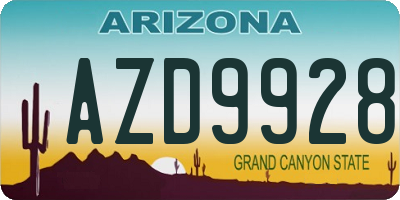 AZ license plate AZD9928