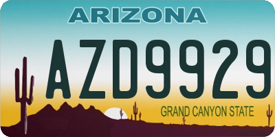 AZ license plate AZD9929