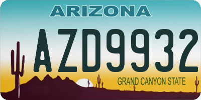 AZ license plate AZD9932
