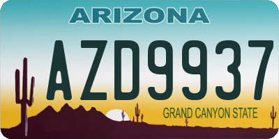 AZ license plate AZD9937