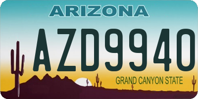 AZ license plate AZD9940