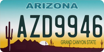 AZ license plate AZD9946