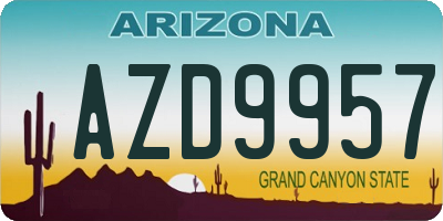 AZ license plate AZD9957