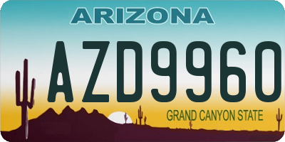 AZ license plate AZD9960