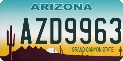 AZ license plate AZD9963