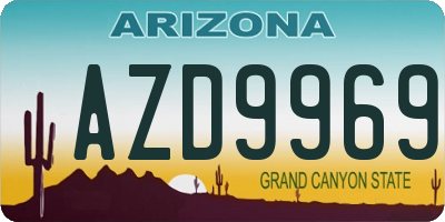 AZ license plate AZD9969