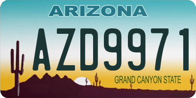 AZ license plate AZD9971