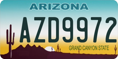 AZ license plate AZD9972