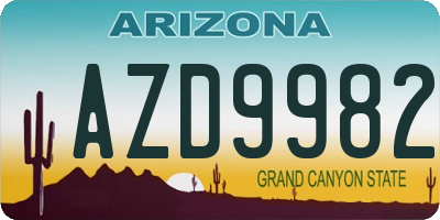 AZ license plate AZD9982