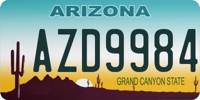 AZ license plate AZD9984