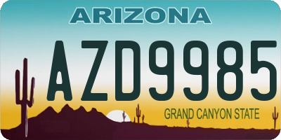 AZ license plate AZD9985
