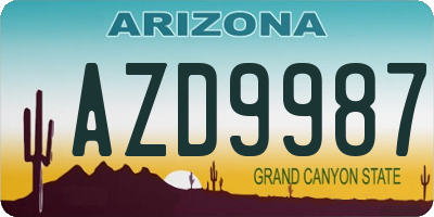 AZ license plate AZD9987