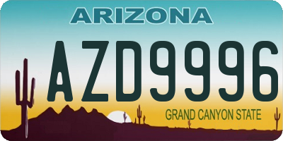 AZ license plate AZD9996