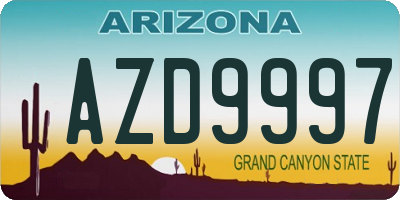 AZ license plate AZD9997