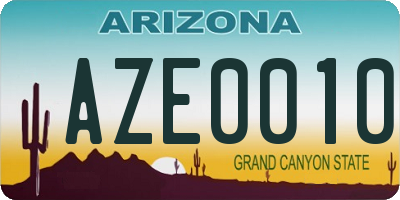 AZ license plate AZE0010