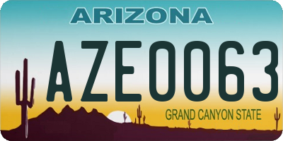 AZ license plate AZE0063