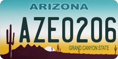 AZ license plate AZE0206