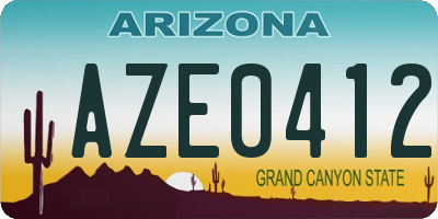 AZ license plate AZE0412
