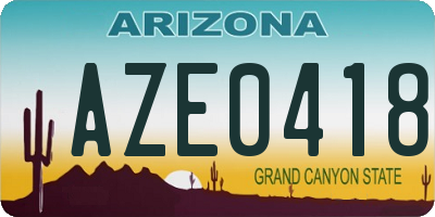 AZ license plate AZE0418