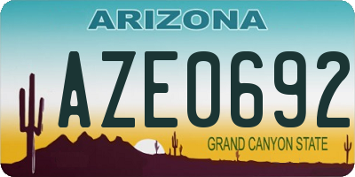 AZ license plate AZE0692