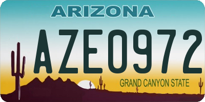 AZ license plate AZE0972