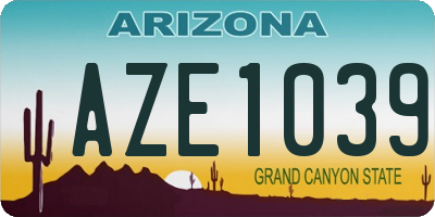 AZ license plate AZE1039