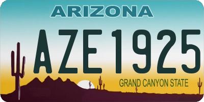 AZ license plate AZE1925