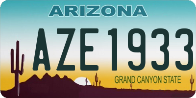 AZ license plate AZE1933