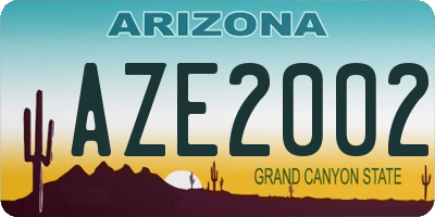AZ license plate AZE2002