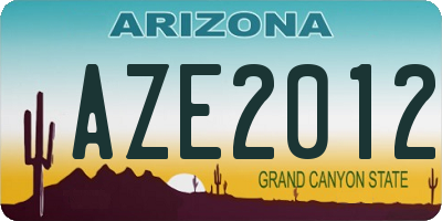 AZ license plate AZE2012