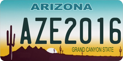 AZ license plate AZE2016